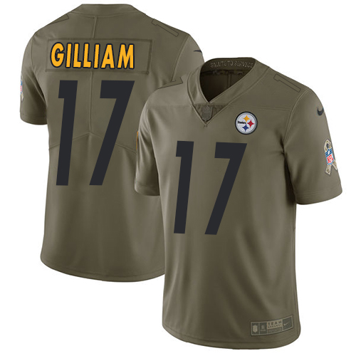 Nike Steelers #17 Joe Gilliam Olive Men's Stitched NFL Limited Salute to Service Jersey - Click Image to Close